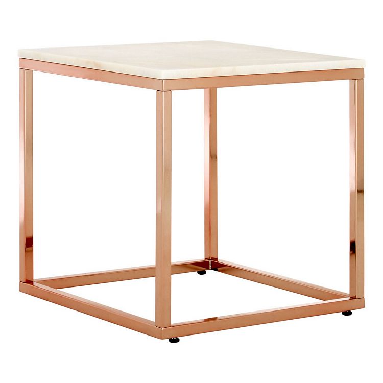 White and rose gold side outlet table